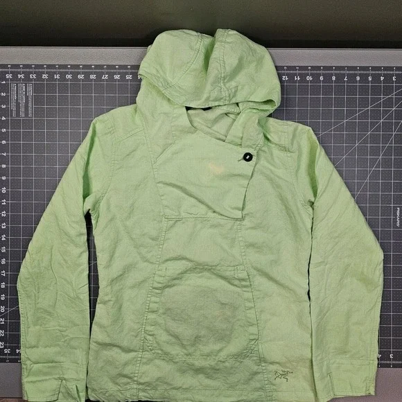 Arcteryx C'esta Linen Hoodie Womens Medium Yellow Anorak Gorpcore Hiking Outdoor - Picture 1 of 16